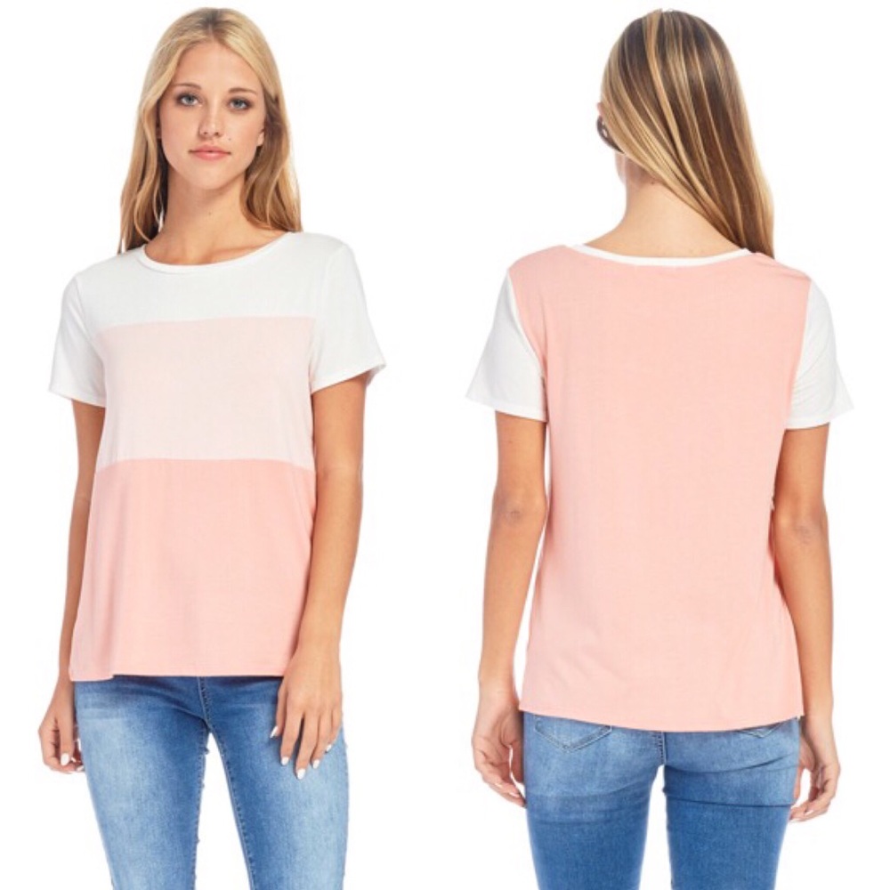 Pink Colorblock Short Sleeve Tee