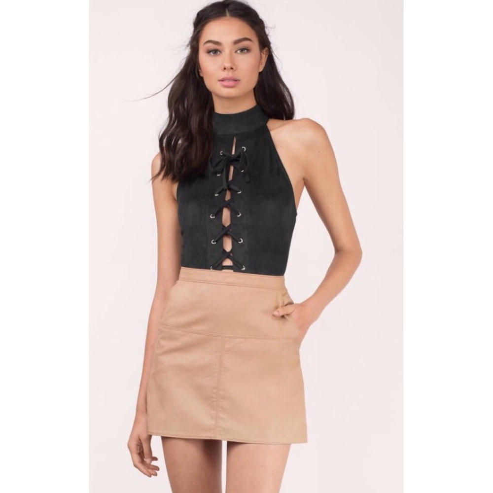 NWOT Tobi Black Suede Bodysuit