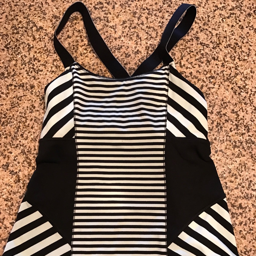 Lululemon mint and black striped workout tank
