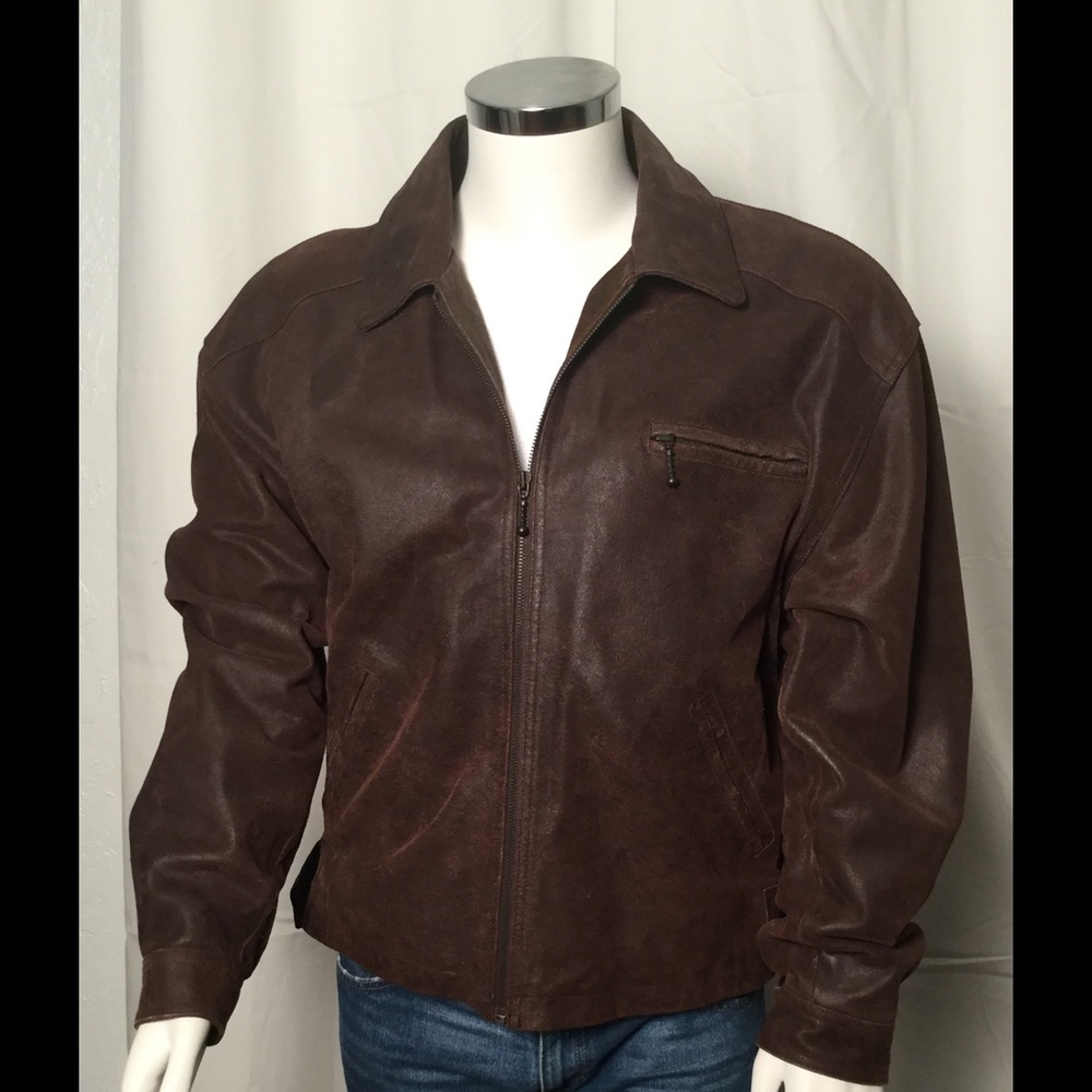 City Streets Men's Brown Distressed Leather Jacket