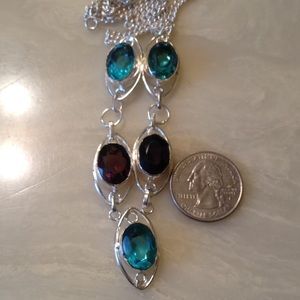 Sterling Silver Amethyst & Blue Topaz Necklace