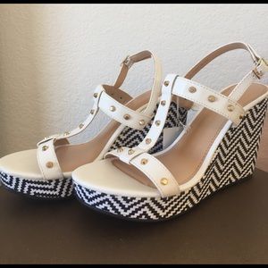 Studded Black & White Chevron Wedges
