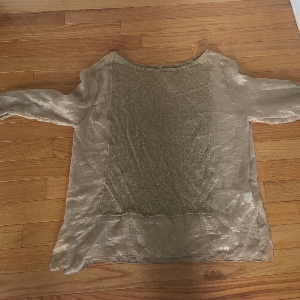 BAILEY 44 gold scoop neck long sleeve shirt