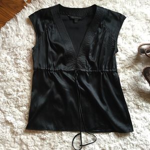 Express black silk drawstring blouse
