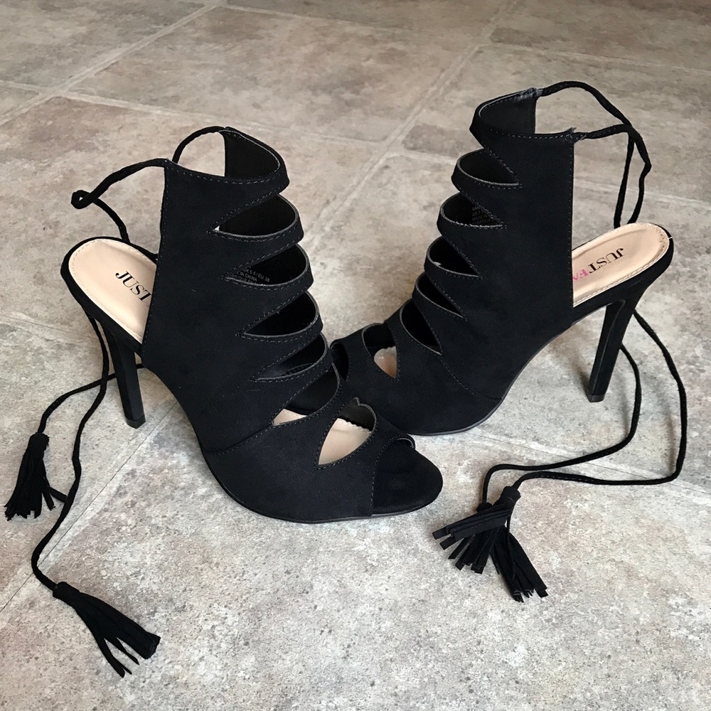 Black lace up heels