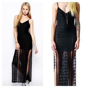 For Love and Lemons Black Lace Maxi