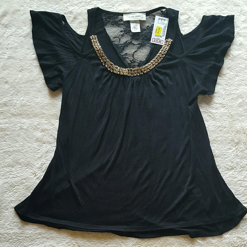 BNWT Beaded-necked open shoulder top