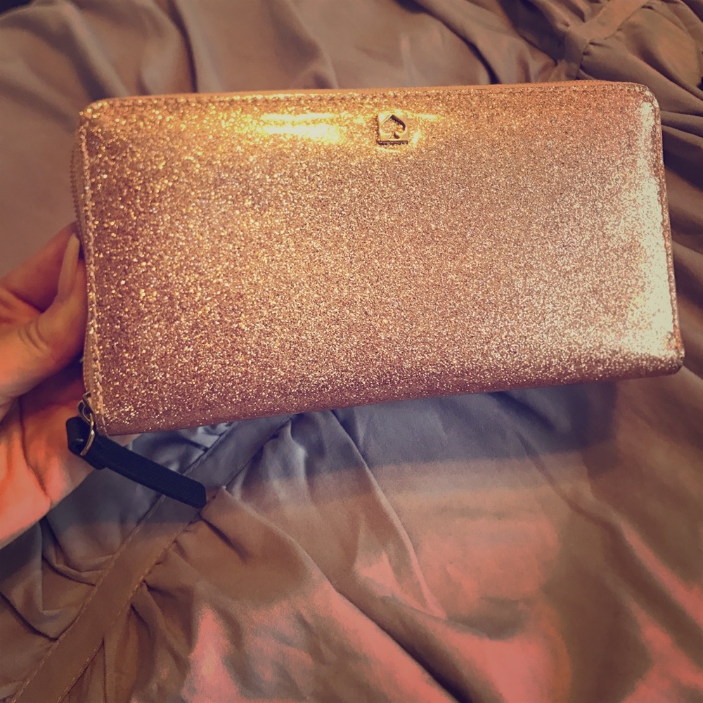 Kate Spade rose gold glitter wallet