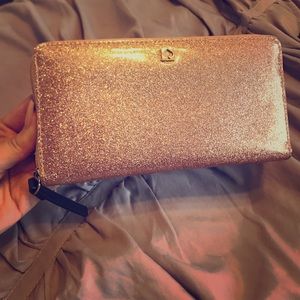 Kate Spade rose gold glitter wallet