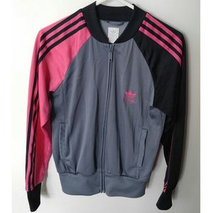 Adidas track jacket pink, gray and black