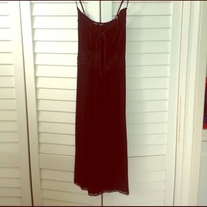 Black dress with lace detail and silk front tie