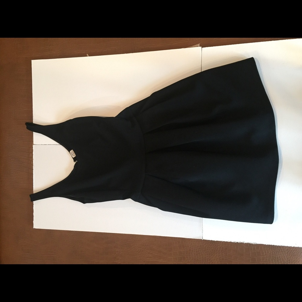 Black skater dress. Exposed zipper in the back.