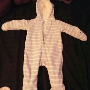 Gray and white unisex baby snow suit