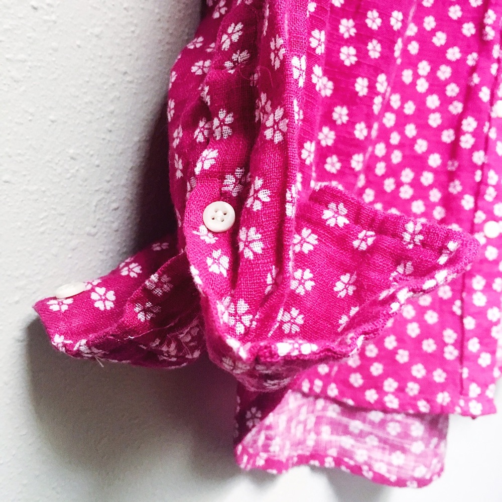 Fuschia Patterned Button-Down Shirt - Picture 2 of 4