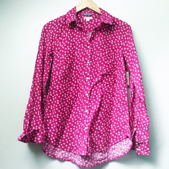 Fuschia Patterned Button-Down Shirt - Picture 4 of 4