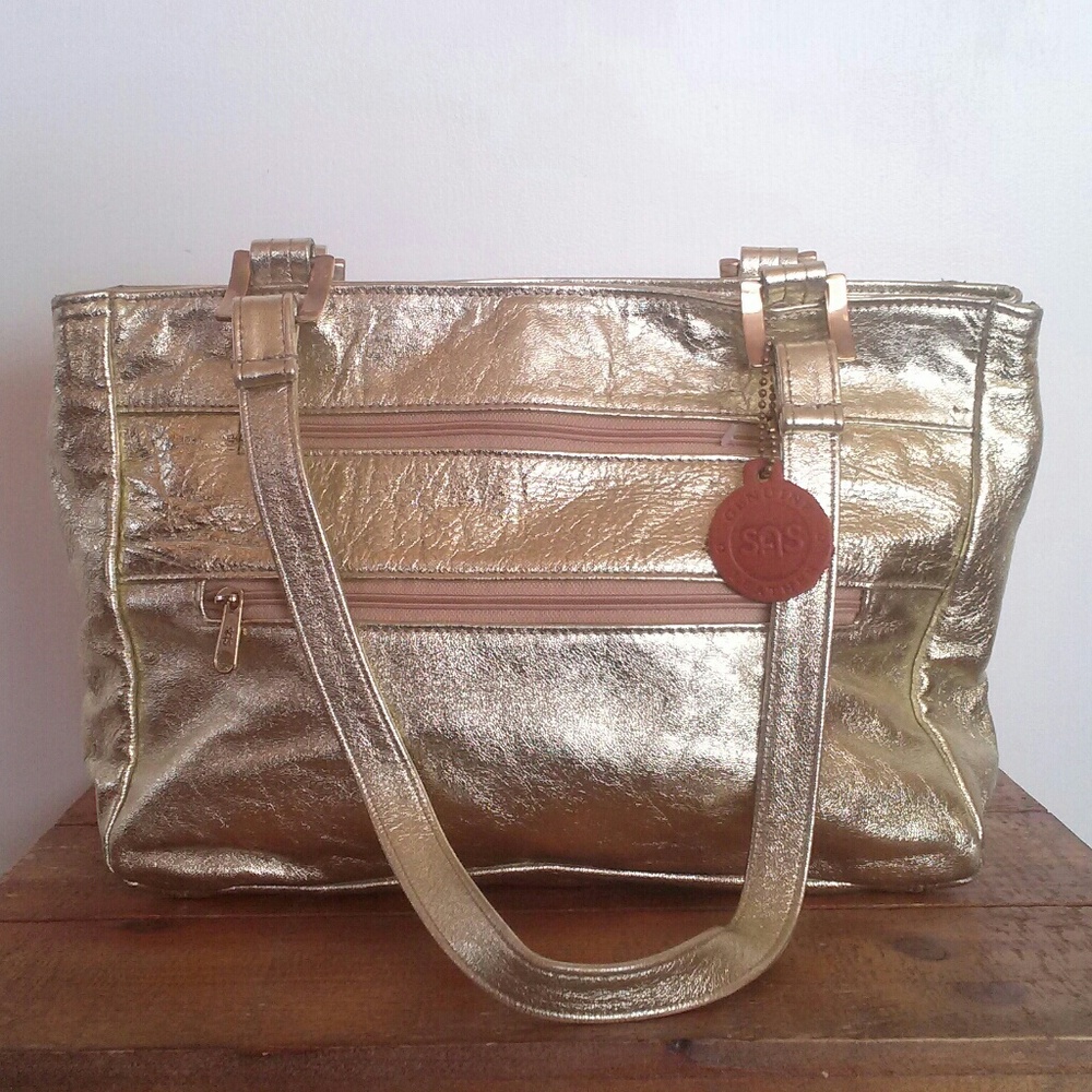 SAS Gold Genuine Leather Shoulder Bag