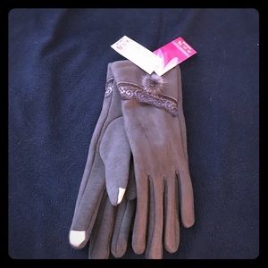 Touch grey suede gloves