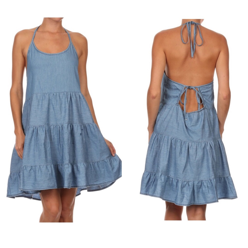 Cute Denim halter dress