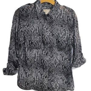 Michael Kors petite snakeskin print button down
