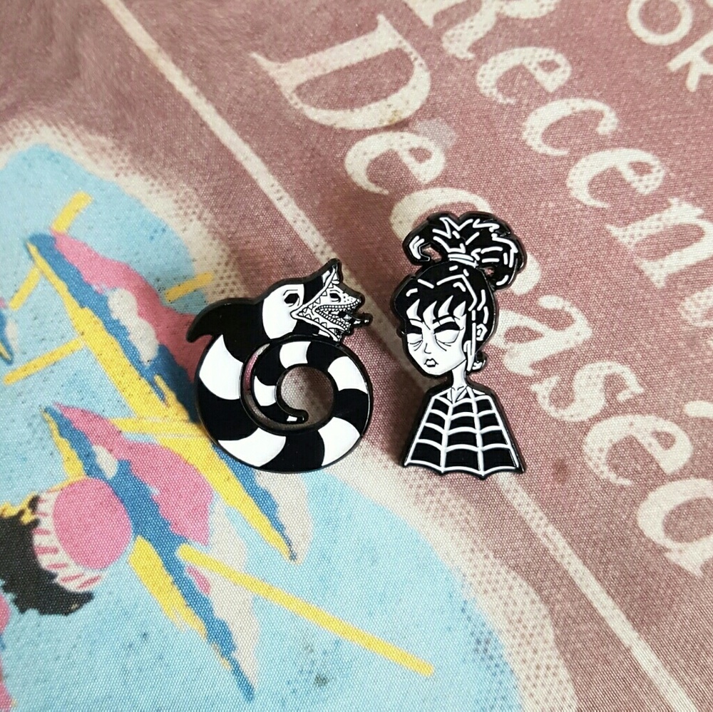 Beetlejuice Lapel Pin Set Tim Burton Gothic Goth