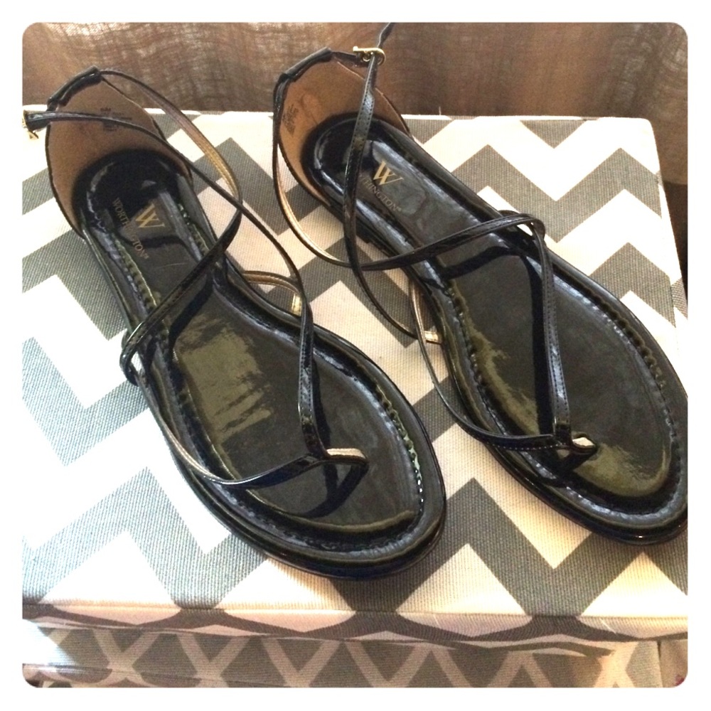 Black Patent Leather Strappy Sandals