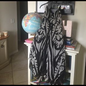 Sue Wong black and grey silk dress