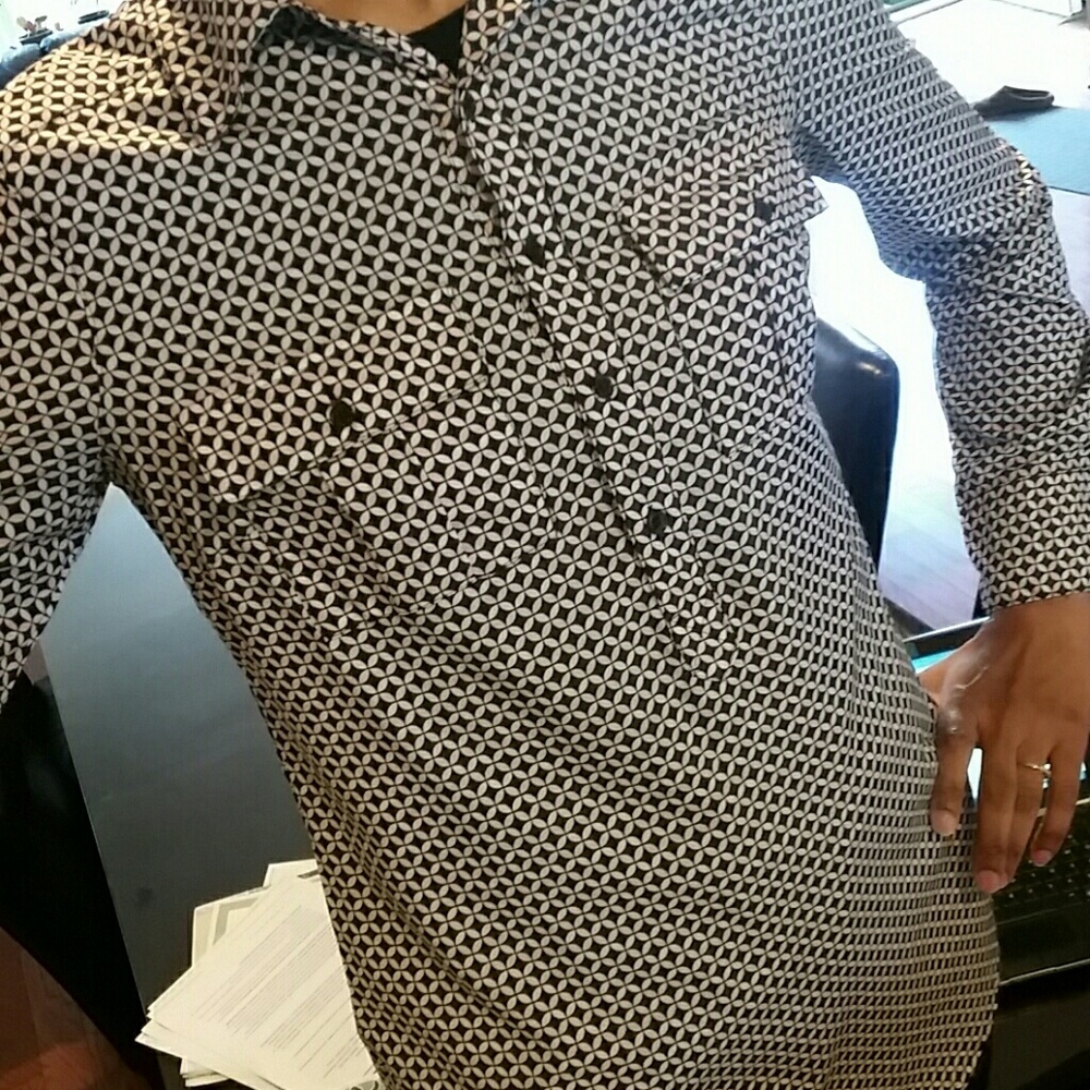 Tunic length Henley style shirt