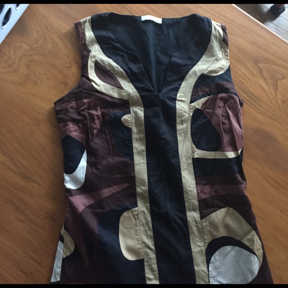 Tan and Black Patterned Dress