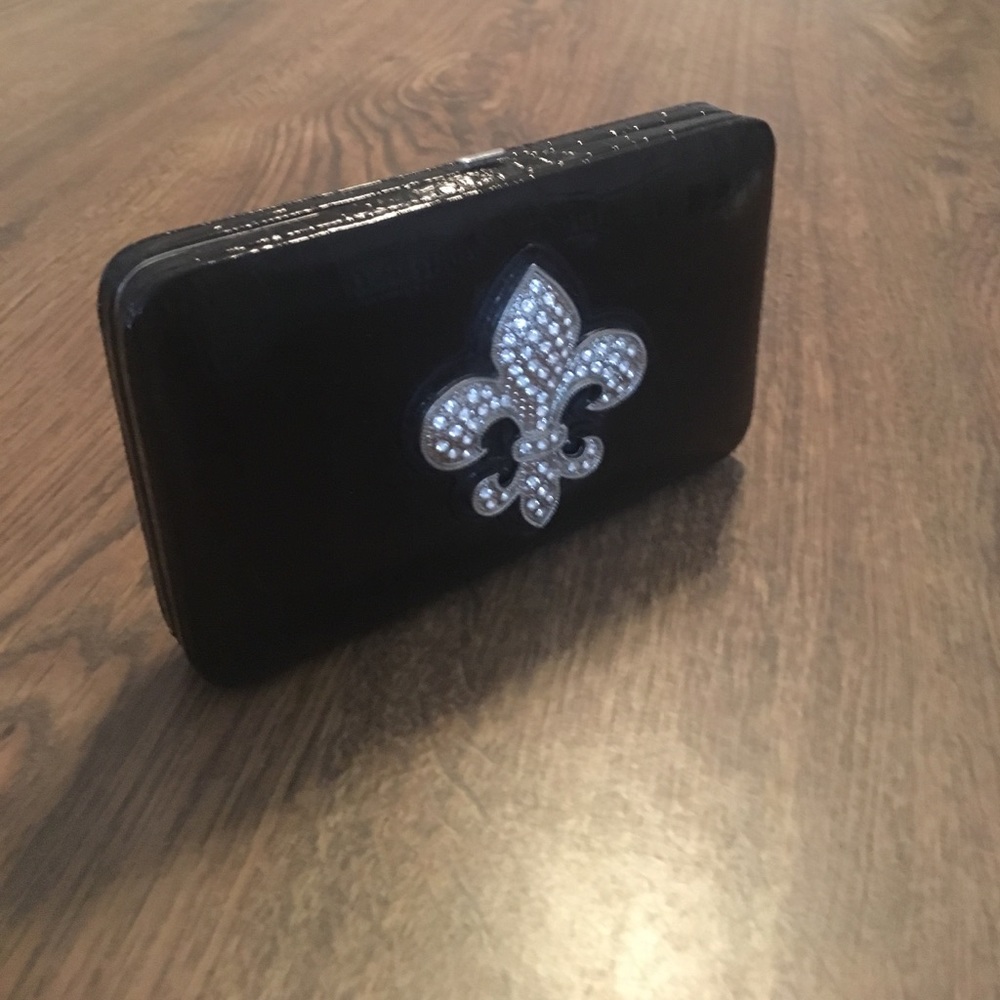 Black Fleur De Lis Clutch Wallet