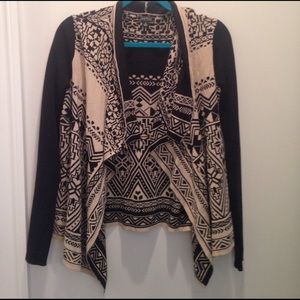 Lucky Brand Black & Tan Aztec Cardigan