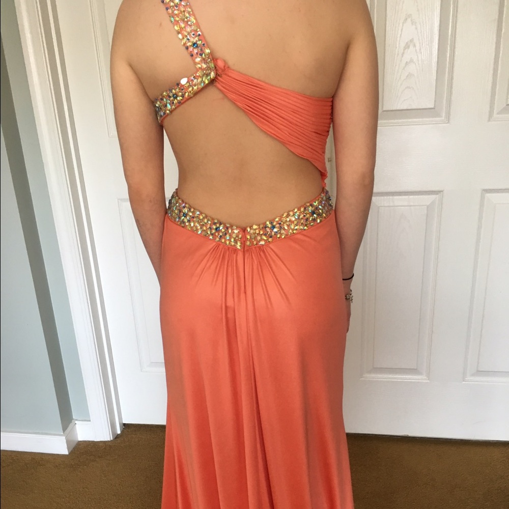 Salmon colored prom dress