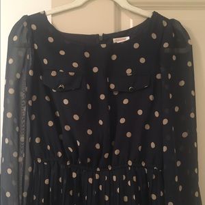 Navy with White Polka Dots Dress