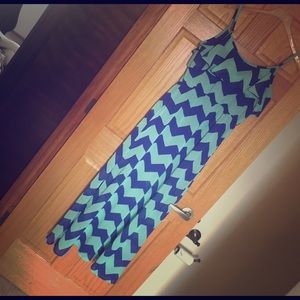 Blue and aqua chevron maxi dress