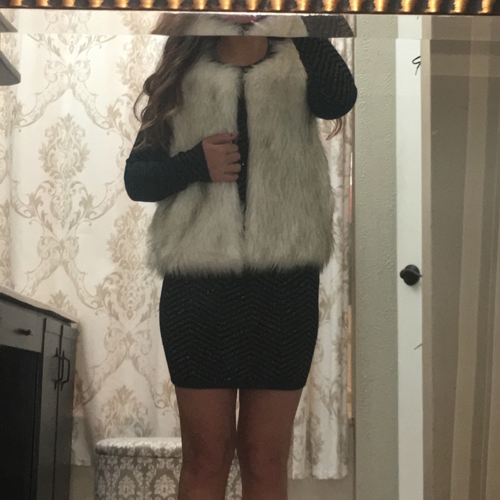 Faux Fur Vest Lined White
