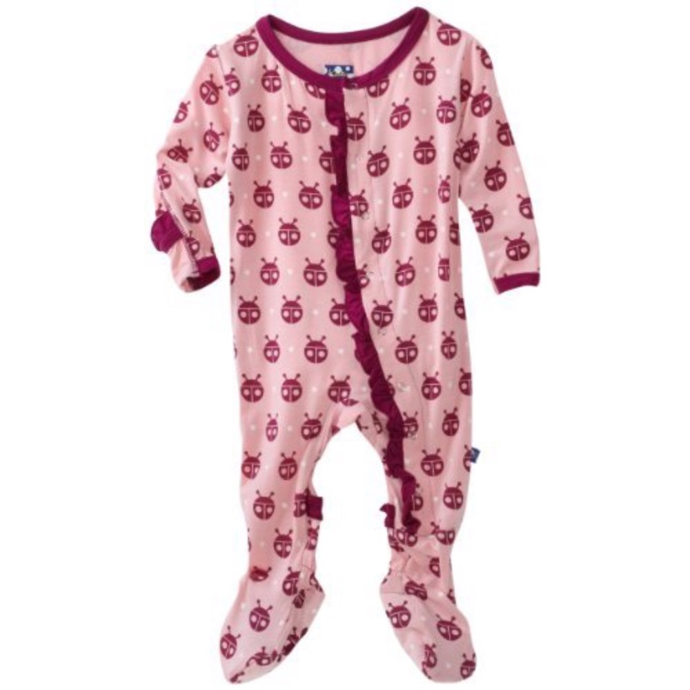 Kickee Pants Footie Ladybug Ruffle One Piece 12/18