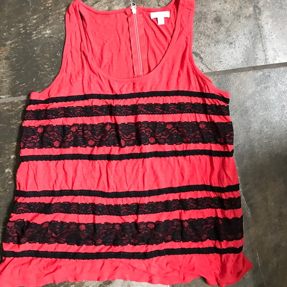 Coral and black tank top