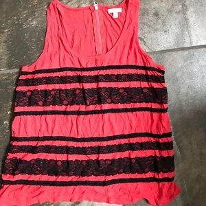 Coral and black tank top