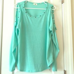 Teal Open Shoulder Top