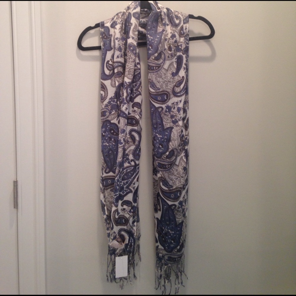 Blue and White Printed Scarf
