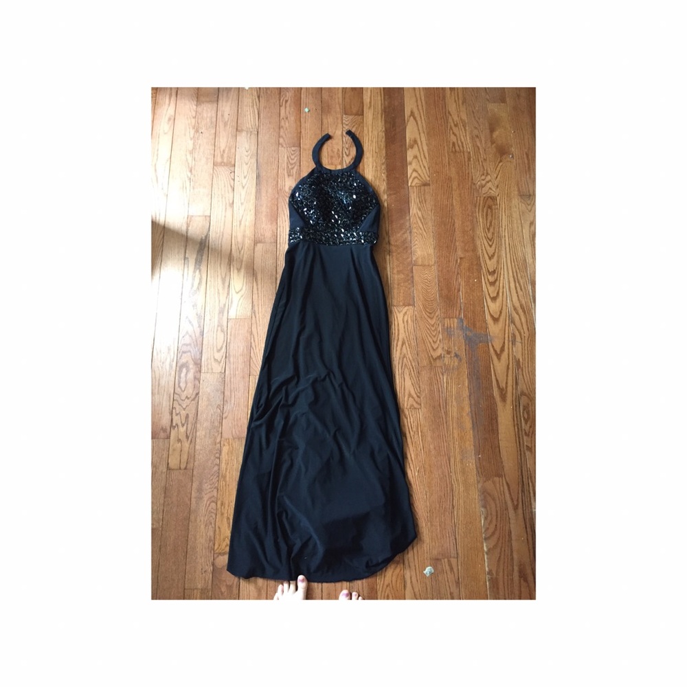 Black Halter Neck Prom Dress