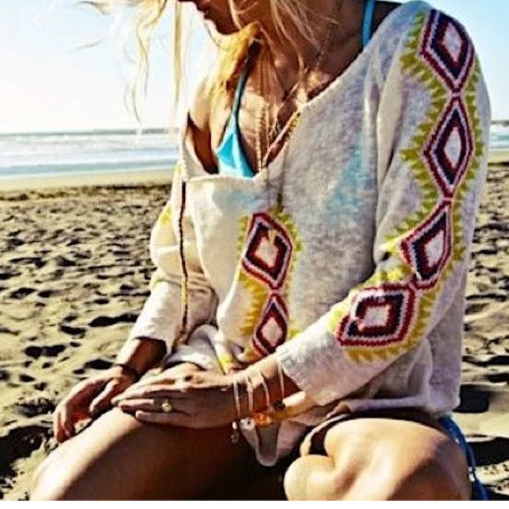 PATTERNED SWEATER Oversized Bohemian Layering Top