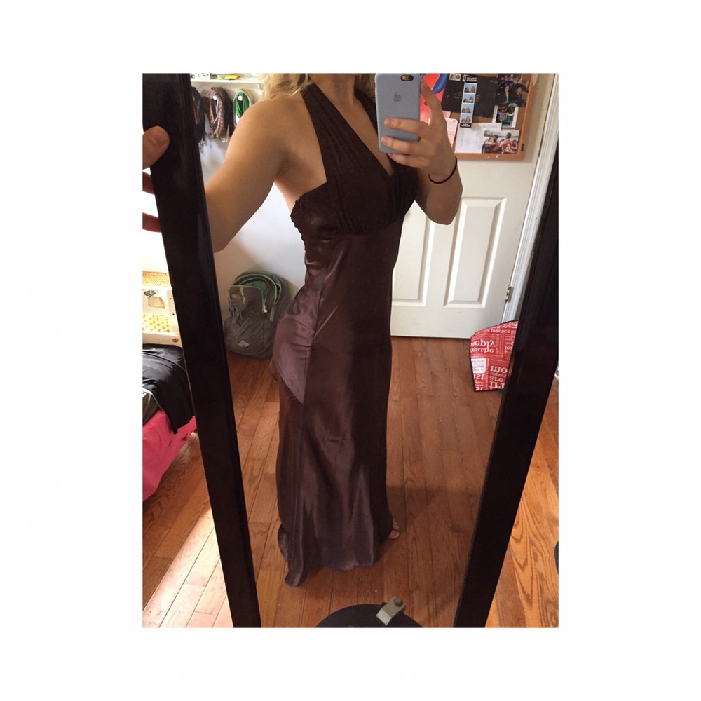 Brown Silk Prom Dress