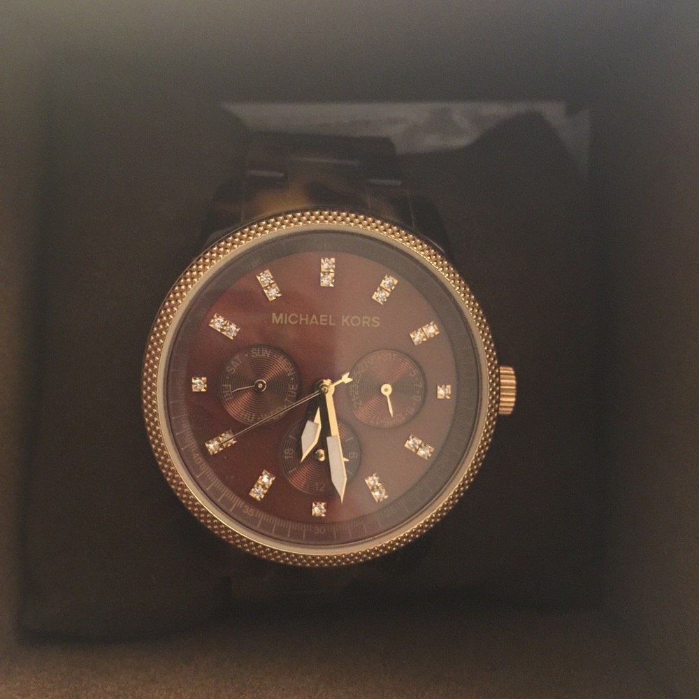 Michael Kors Brown and Gold Tortoise Watch