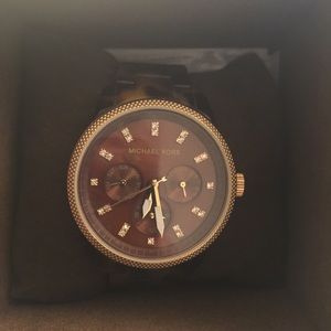 Michael Kors Brown and Gold Tortoise Watch