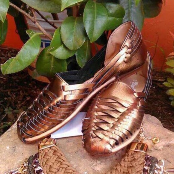 Cielito Lindo Shoes - New Arrival! Leather Sandals Handcrafted Dark Gold