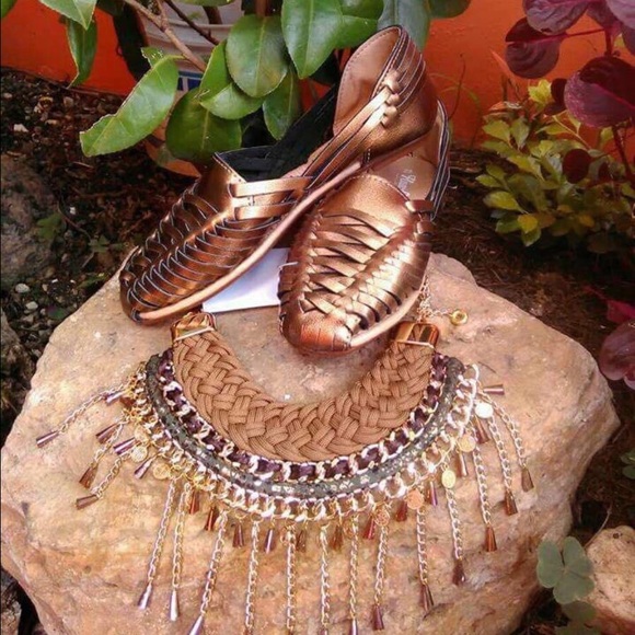 New Arrival! Leather Sandals Handcrafted Dark Gold - Picture 2 of 2