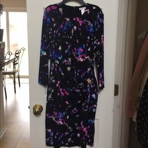 Cache black and floral wrap-style dress