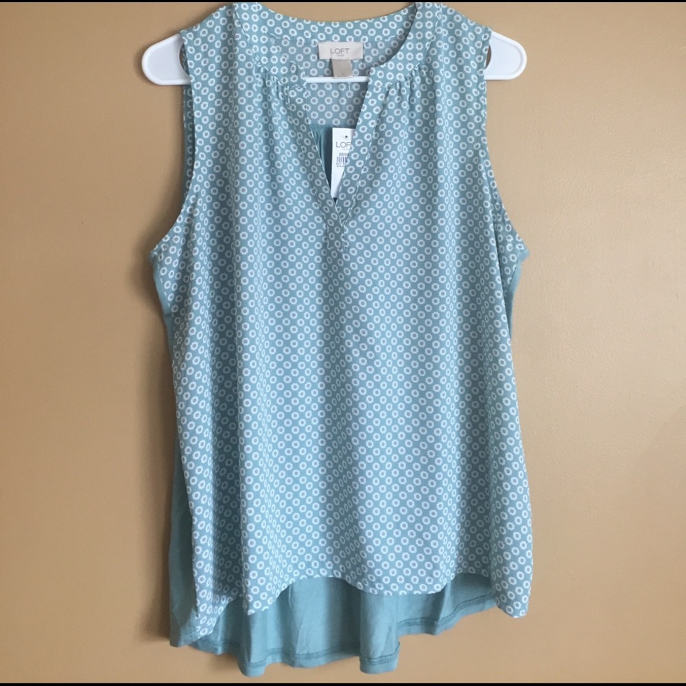 LOFT shell patterned floral woven top