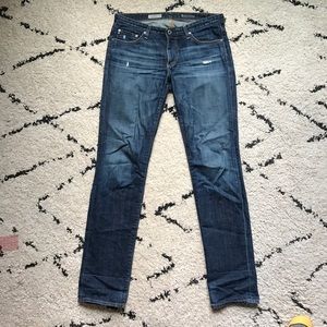 AG premiere skinny straight jeans with holes
