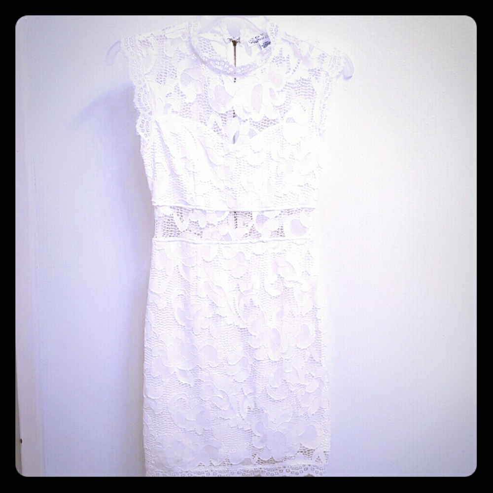 Sans Souci White Lace Cutout Mini Dress